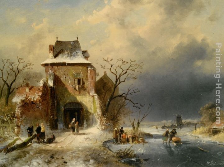 Charles Henri Joseph Leickert Winter Scene with Figures